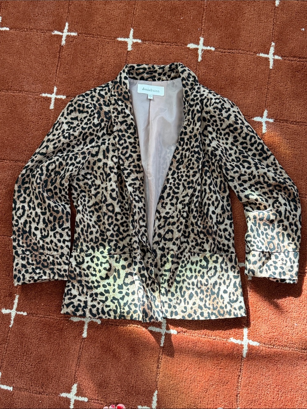Daniel Rainn Leopard Open-Front Blazer